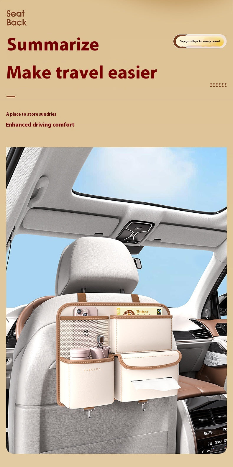 Car Seat Back Organizer – Hanging Storage Bag