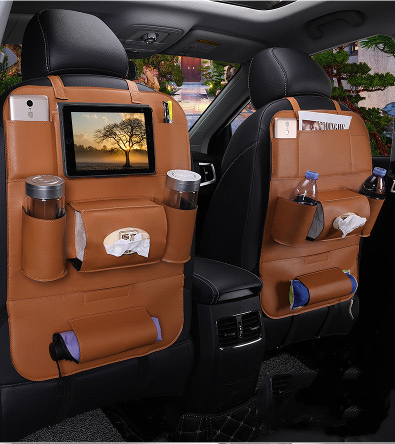 Premium Leather Car Seat Back Organizer – Stylish & Spacious Storage Bag