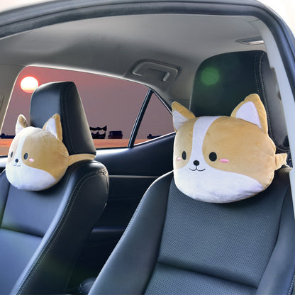 Corgi & Shiba Inu Car Pillow Set – Neck & Lumbar Support