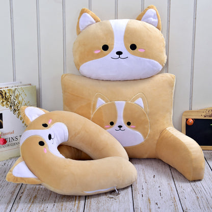 Corgi & Shiba Inu Car Pillow Set – Neck & Lumbar Support