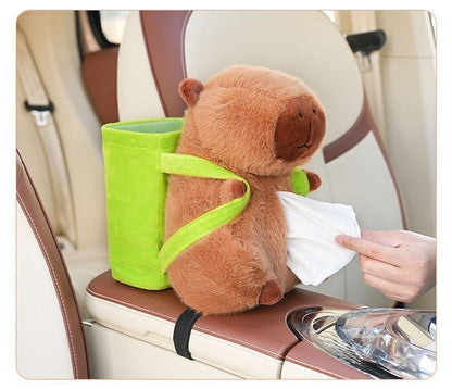 Capybara Plush Tissue Box – Car Armrest Organizer