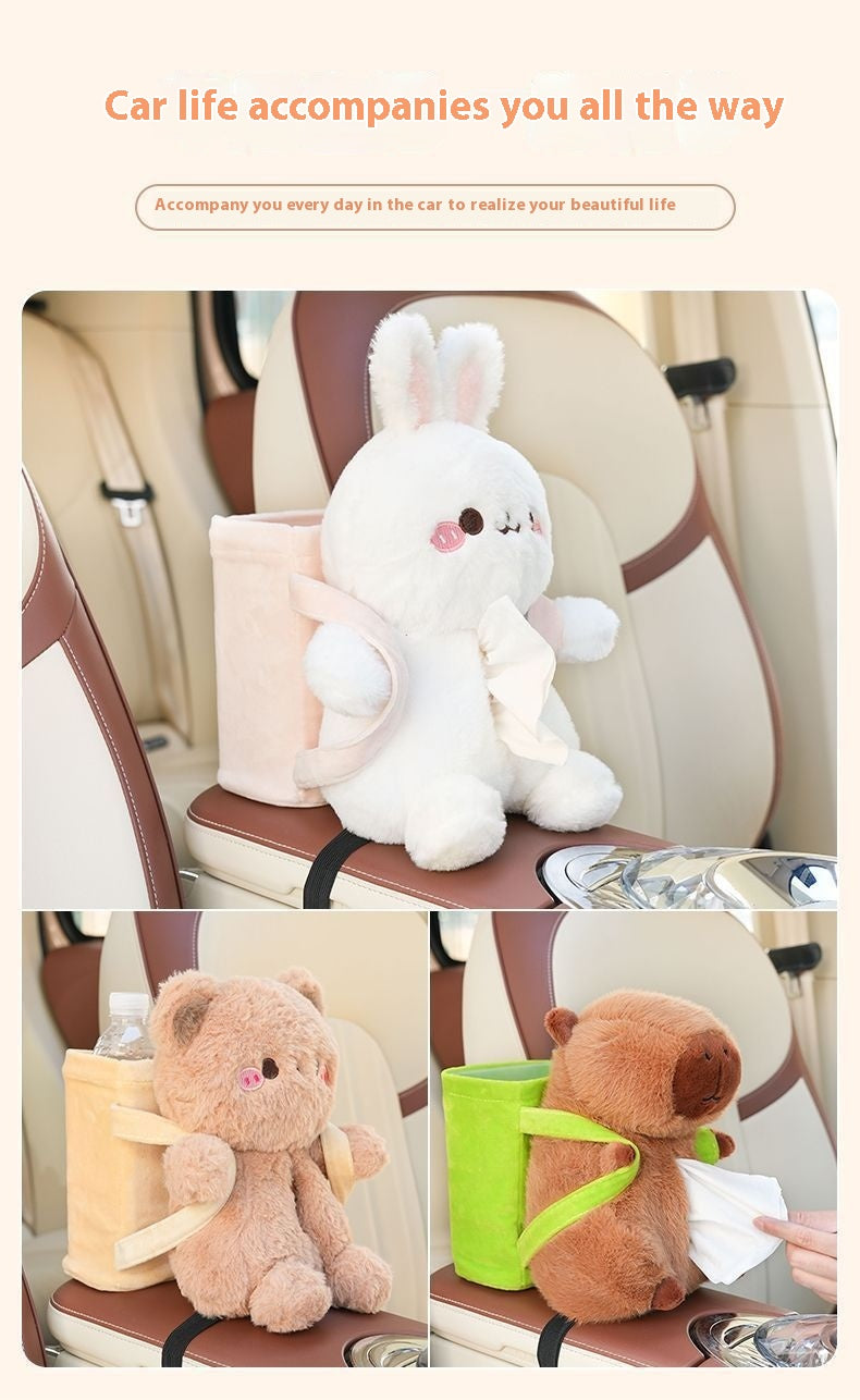 Capybara Plush Tissue Box – Car Armrest Organizer