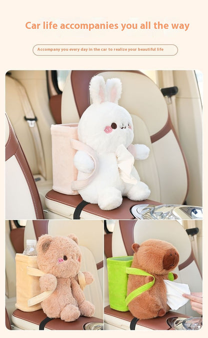 Capybara Plush Tissue Box – Car Armrest Organizer