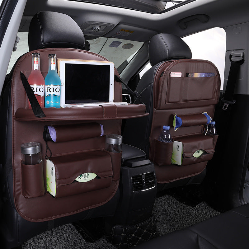 Premium Leather Car Seat Back Organizer – Stylish & Spacious Storage Bag