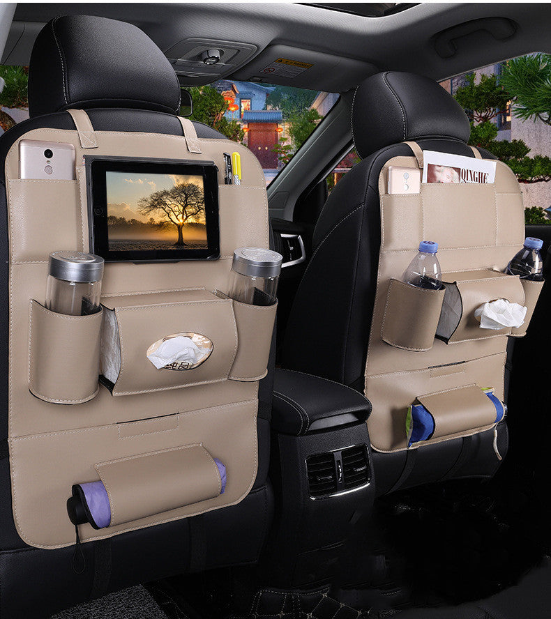 Premium Leather Car Seat Back Organizer – Stylish & Spacious Storage Bag