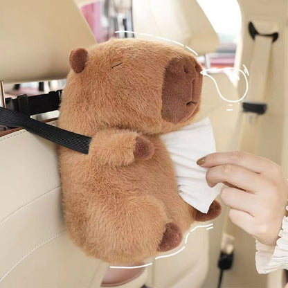Capybara Plush Tissue Box – Car Armrest Organizer