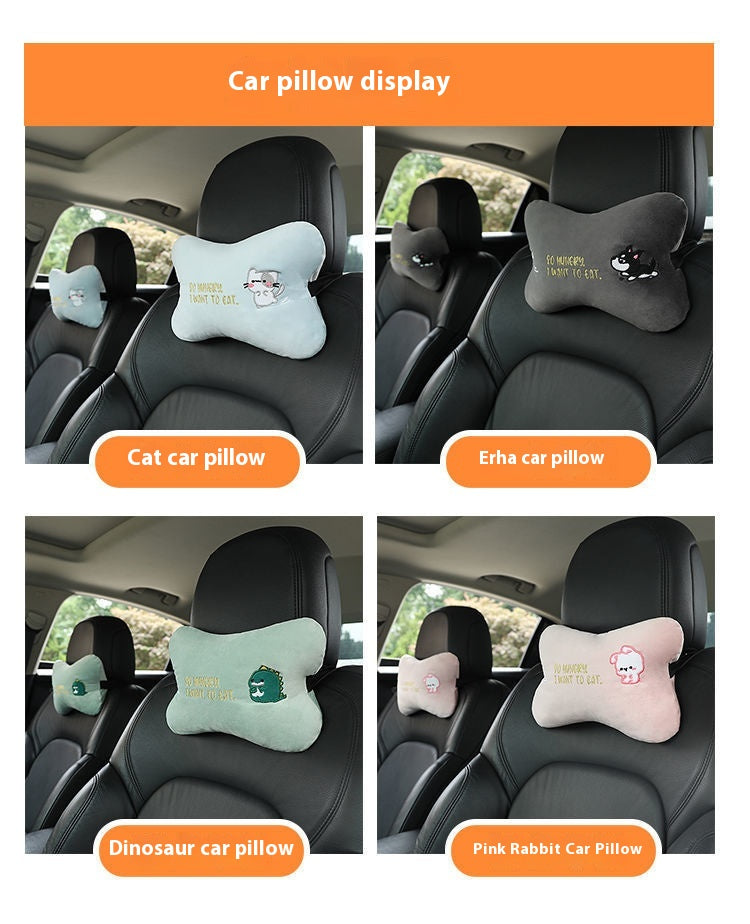 Animal Headrest & Seatbelt Strap Cute Cushion Set