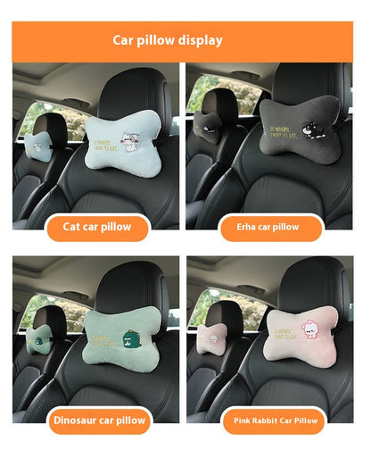 Animal Headrest & Seatbelt Strap Cute Cushion Set