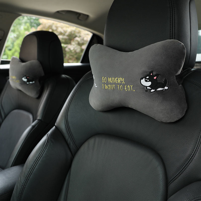 Animal Headrest & Seatbelt Strap Cute Cushion Set