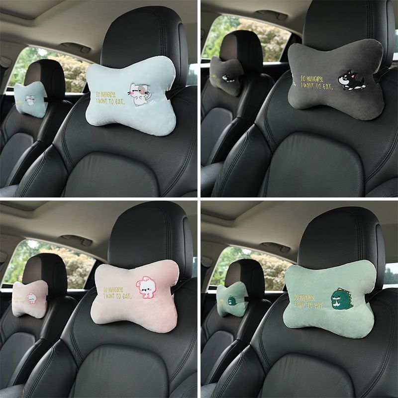 Animal Headrest & Seatbelt Strap Cute Cushion Set