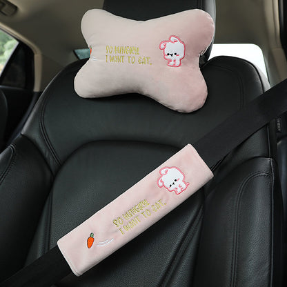 Animal Headrest & Seatbelt Strap Cute Cushion Set