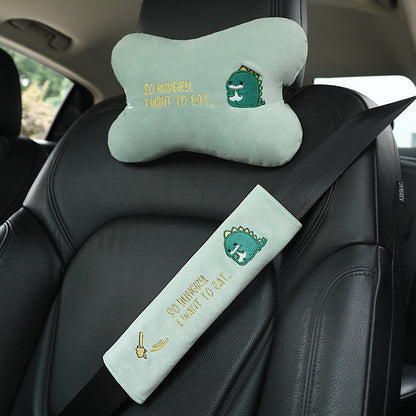 Animal Headrest & Seatbelt Strap Cute Cushion Set