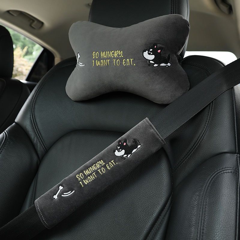 Animal Headrest & Seatbelt Strap Cute Cushion Set