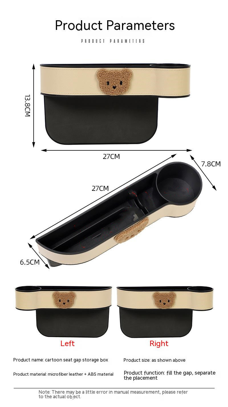 Cartoon Bear Car Seat Gap Organizer – Practical & Cute
