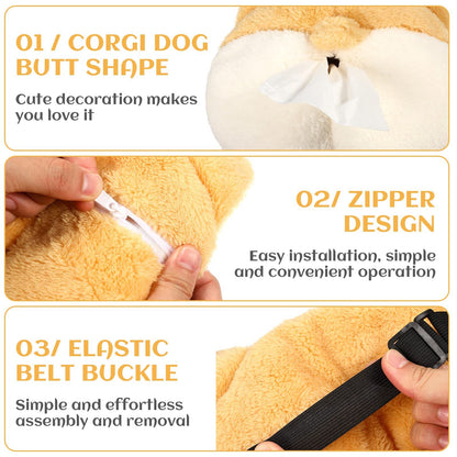 Plush Corgi Butt Tissue Box Cover – Car Armrest Organizer