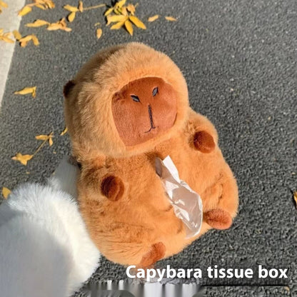 Capybara Plush Tissue Box – Car Armrest Organizer