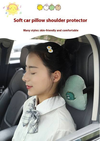 Animal Headrest & Seatbelt Strap Cute Cushion Set