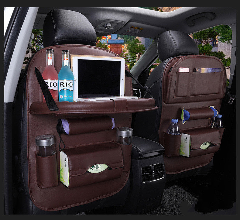 Premium Leather Car Seat Back Organizer – Stylish & Spacious Storage Bag