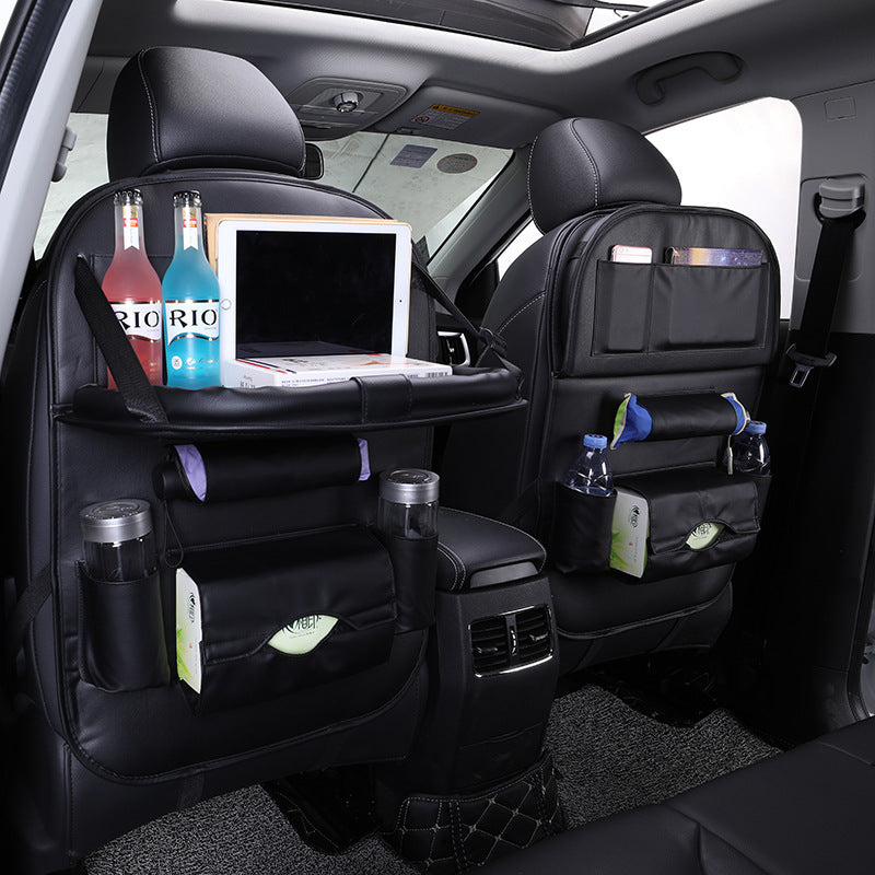Premium Leather Car Seat Back Organizer – Stylish & Spacious Storage Bag