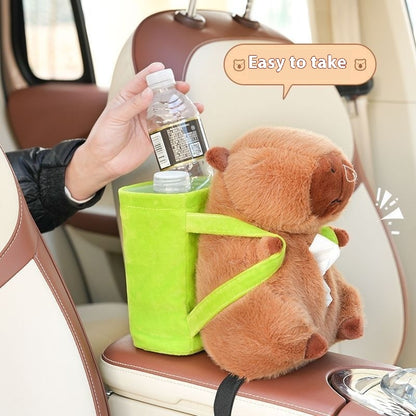 Capybara Plush Tissue Box – Car Armrest Organizer