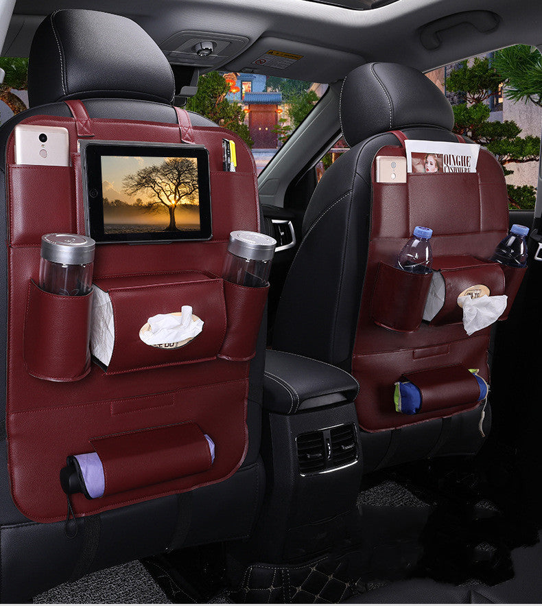 Premium Leather Car Seat Back Organizer – Stylish & Spacious Storage Bag