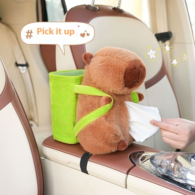 Capybara Plush Tissue Box – Car Armrest Organizer