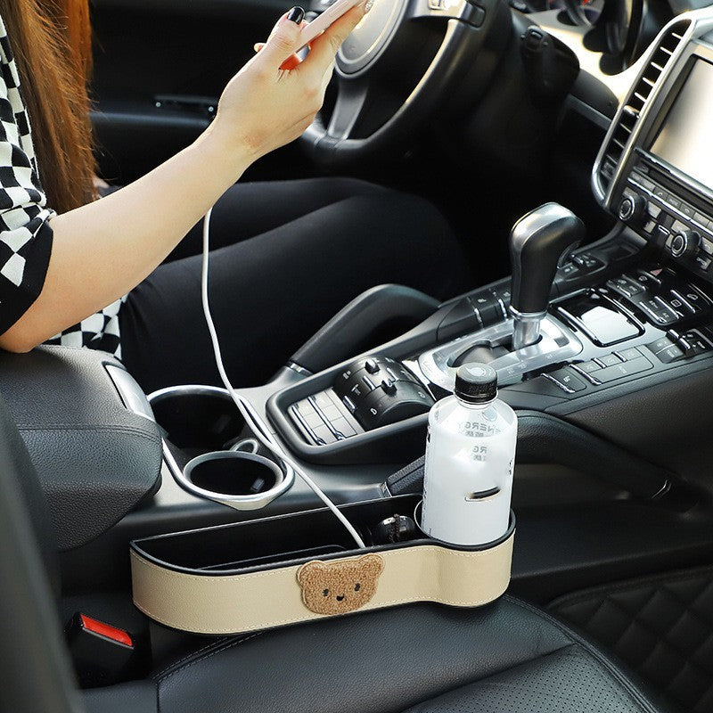 Cartoon Bear Car Seat Gap Organizer – Practical & Cute