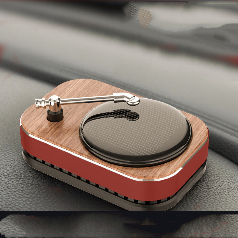 Solar-Powered Rotating Record Player Car Perfume – Aromatherapy & Stylish Decor